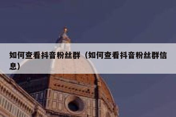 如何查看抖音粉丝群（如何查看抖音粉丝群信息） 第1张