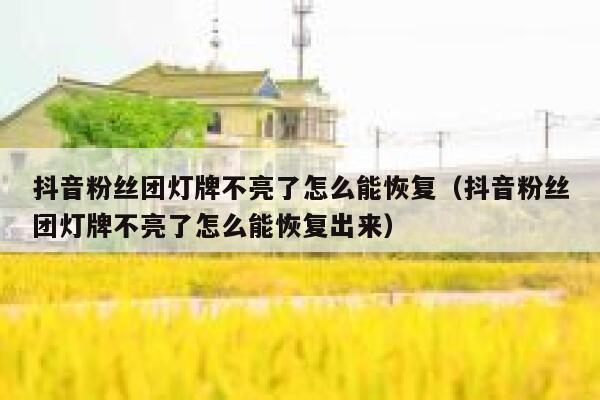 抖音粉丝团灯牌不亮了怎么能恢复(抖音粉丝团灯牌不亮了怎么能恢复出来) 第1张 抖音粉丝团灯牌不亮了怎么能恢复(抖音粉丝团灯牌不亮了怎么能恢复出来) 第1张
