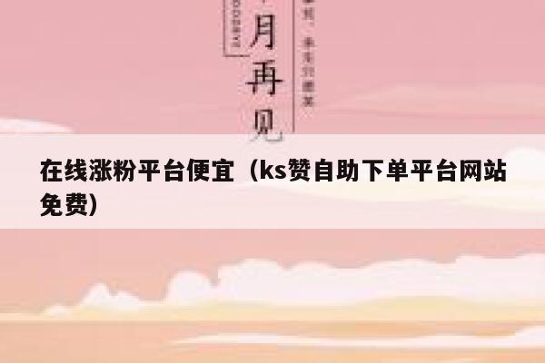 在线涨粉平台便宜（ks赞自助下单平台网站免费） 第1张