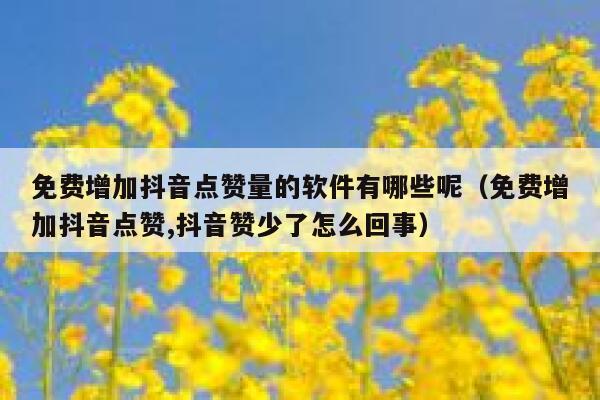 免费增加抖音点赞量的软件有哪些呢（免费增加抖音点赞,抖音赞少了怎么回事） 第1张