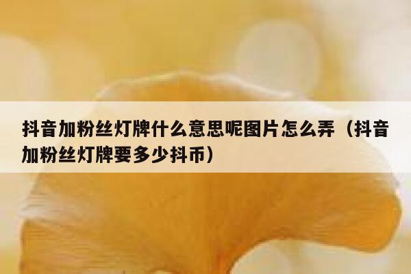抖音加粉丝灯牌什么意思呢图片怎么弄（抖音加粉丝灯牌要多少抖币） 第1张