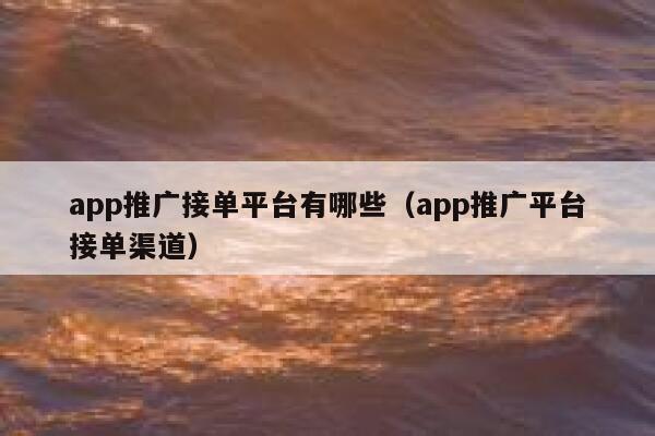 app推广接单平台有哪些（app推广平台接单渠道） 第1张