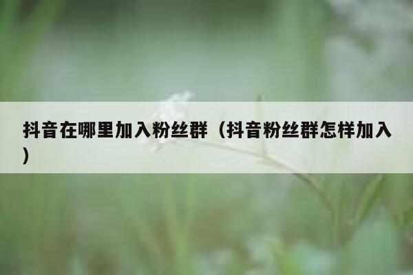 抖音在哪里加入粉丝群（抖音粉丝群怎样加入） 第1张