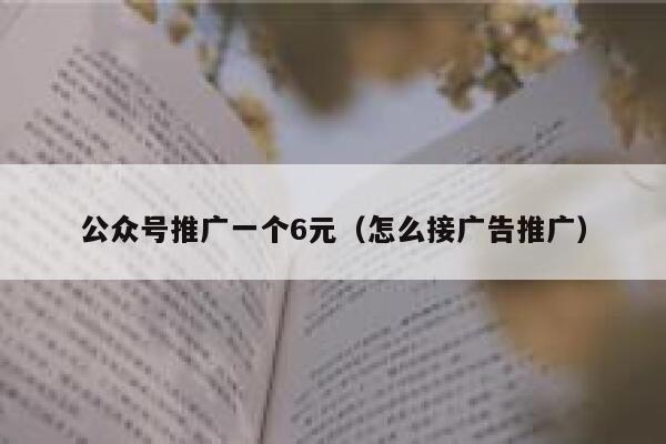 公众号推广一个6元（怎么接广告推广） 第1张