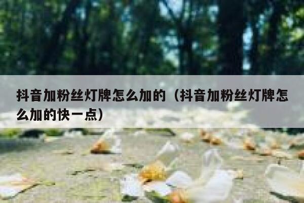 抖音加粉丝灯牌怎么加的（抖音加粉丝灯牌怎么加的快一点） 第1张