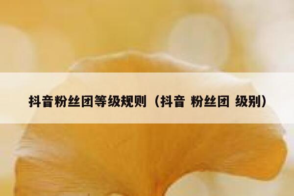 抖音粉丝团等级规则（抖音 粉丝团 级别） 第1张