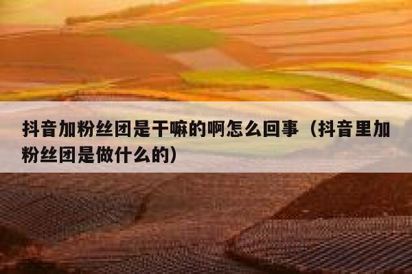 抖音加粉丝团是干嘛的啊怎么回事（抖音里加粉丝团是做什么的） 第1张