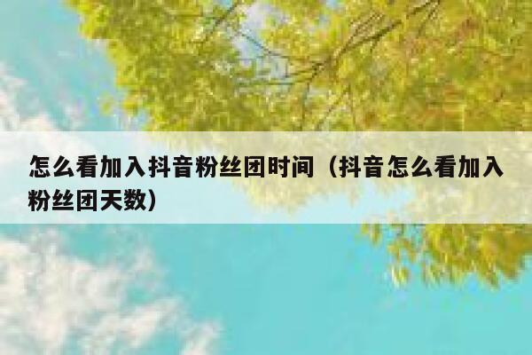 怎么看加入抖音粉丝团时间（抖音怎么看加入粉丝团天数） 第1张