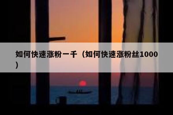 如何快速涨粉一千（如何快速涨粉丝1000） 第1张