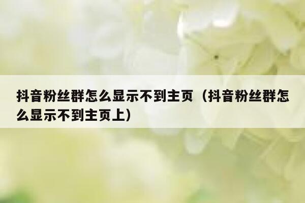 抖音粉丝群怎么显示不到主页（抖音粉丝群怎么显示不到主页上） 第1张