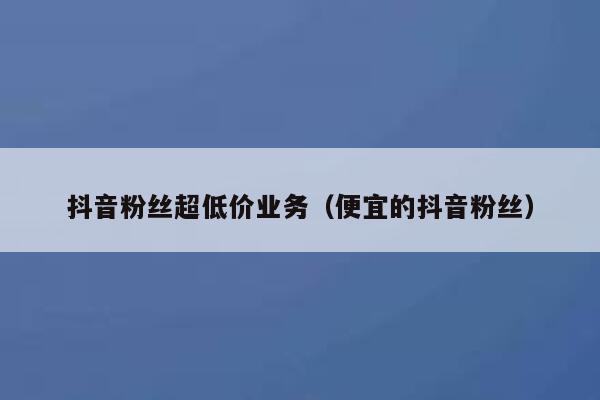 抖音粉丝超低价业务（便宜的抖音粉丝） 第1张