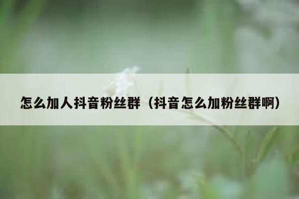 怎么加人抖音粉丝群（抖音怎么加粉丝群啊） 第1张
