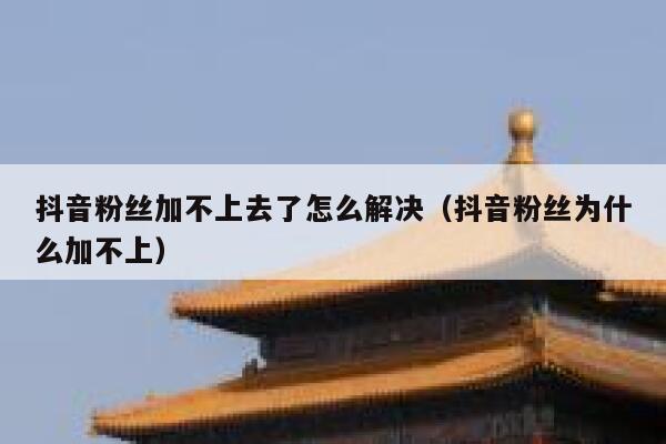 抖音粉丝加不上去了怎么解决（抖音粉丝为什么加不上） 第1张