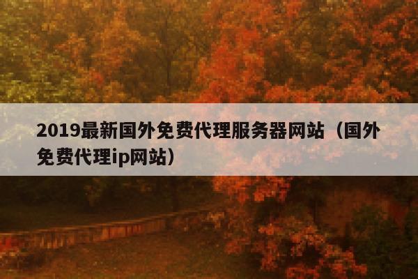 2019最新国外免费代理服务器网站（国外免费代理ip网站） 第1张