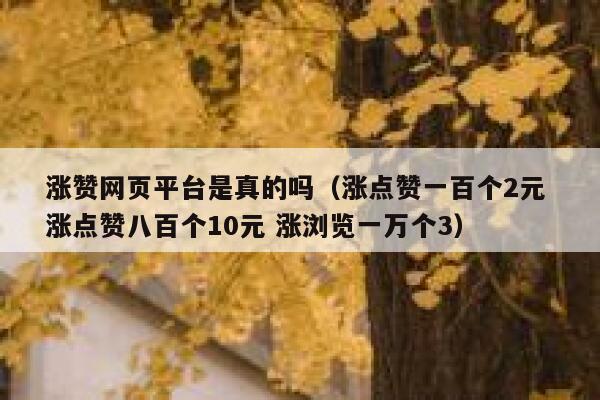 涨赞网页平台是真的吗（涨点赞一百个2元 涨点赞八百个10元 涨浏览一万个3） 第1张