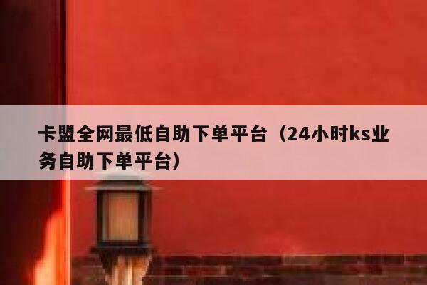 卡盟全网最低自助下单平台（24小时ks业务自助下单平台） 第1张
