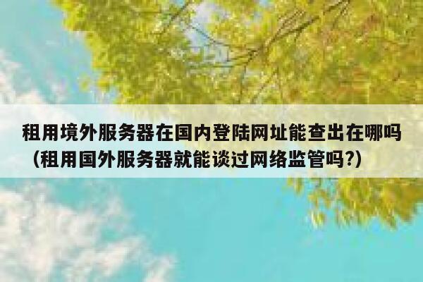 租用境外服务器在国内登陆网址能查出在哪吗（租用国外服务器就能谈过网络监管吗?） 第1张