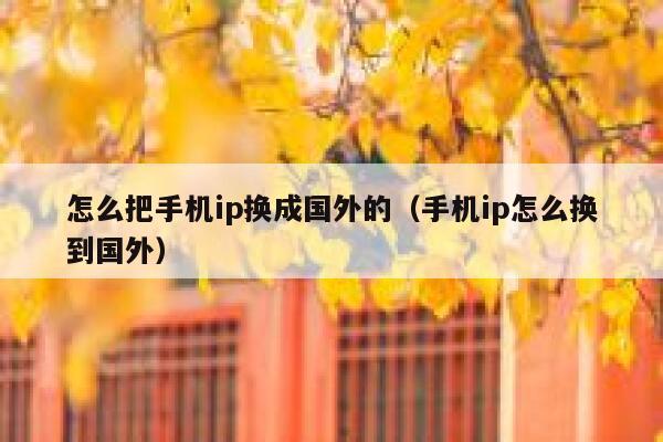 怎么把手机ip换成国外的（手机ip怎么换到国外） 第1张