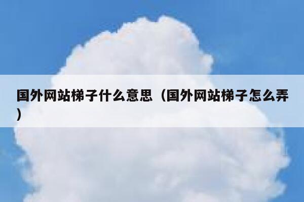 国外网站梯子什么意思（国外网站梯子怎么弄） 第1张