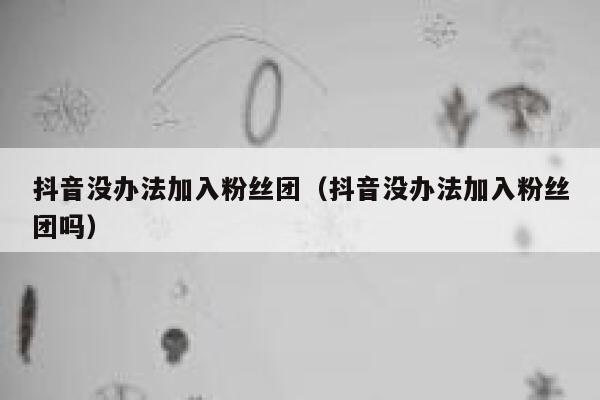 抖音没办法加入粉丝团（抖音没办法加入粉丝团吗） 第1张