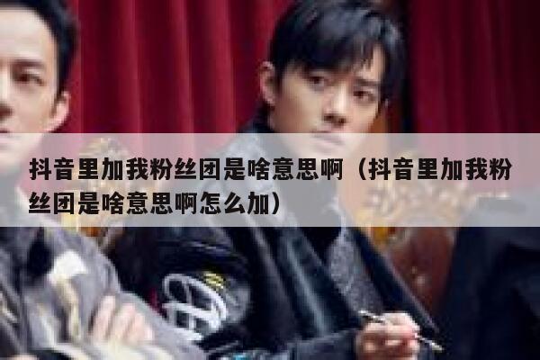 抖音里加我粉丝团是啥意思啊（抖音里加我粉丝团是啥意思啊怎么加） 第1张