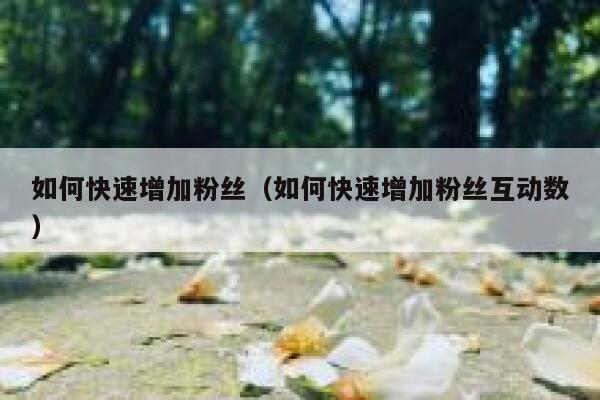 如何快速增加粉丝（如何快速增加粉丝互动数） 第1张