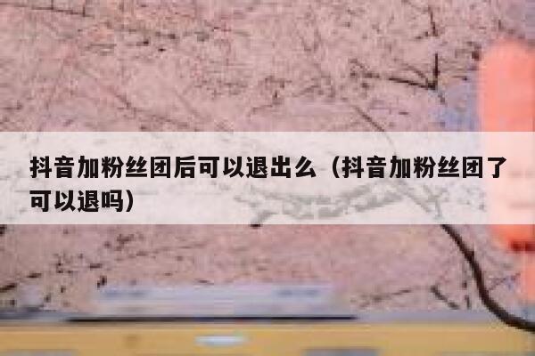 抖音加粉丝团后可以退出么（抖音加粉丝团了可以退吗） 第1张