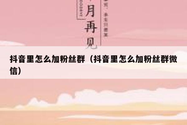 抖音里怎么加粉丝群（抖音里怎么加粉丝群微信） 第1张