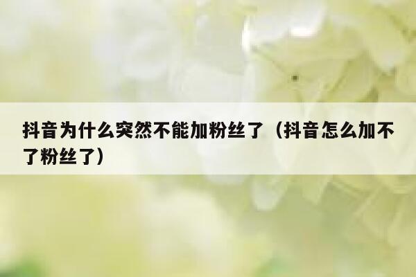 抖音为什么突然不能加粉丝了（抖音怎么加不了粉丝了） 第1张
