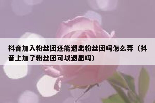 抖音加入粉丝团还能退出粉丝团吗怎么弄（抖音上加了粉丝团可以退出吗） 第1张