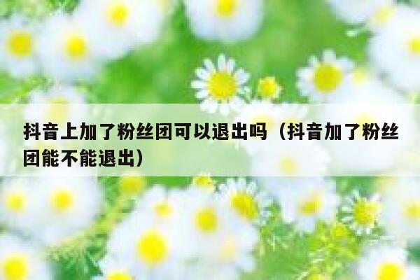 抖音上加了粉丝团可以退出吗（抖音加了粉丝团能不能退出） 第1张