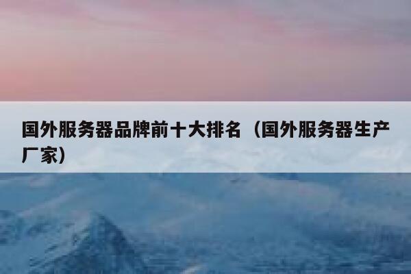 国外服务器品牌前十大排名（国外服务器生产厂家） 第1张