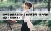 公众号粉丝太少怎么办啊微博账号（公众号粉丝多了有什么用）