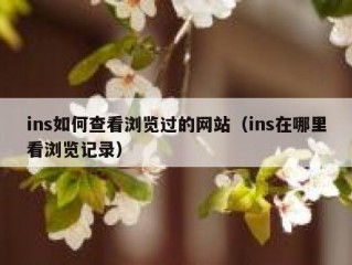 ins如何查看浏览过的网站（ins在哪里看浏览记录）