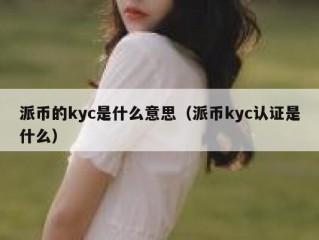 派币的kyc是什么意思（派币kyc认证是什么）