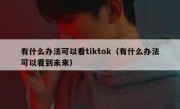 有什么办法可以看tiktok（有什么办法可以看到未来）