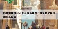 抖音加的粉丝团怎么取消关注（抖音加了粉丝团怎么取消）