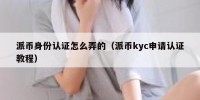派币身份认证怎么弄的（派币kyc申请认证教程）