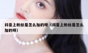抖音上粉丝是怎么加的呀（抖音上粉丝是怎么加的呀）