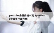 youtube会员价格一览（youtube会员有什么作用）