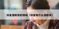 抖音涨粉快的领域（抖音做什么涨粉快）