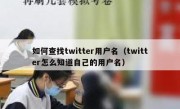 如何查找twitter用户名（twitter怎么知道自己的用户名）