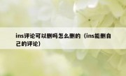 ins评论可以删吗怎么删的（ins能删自己的评论）