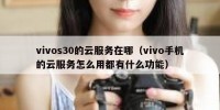 vivos30的云服务在哪（vivo手机的云服务怎么用都有什么功能）