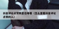抖音评论点赞数量在哪看（怎么查看抖音评论点赞的人）