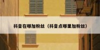 抖音在哪加粉丝（抖音点哪里加粉丝）