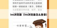 ins浏览器（ins浏览器怎么登录）
