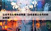 公众号怎么看粉丝数量（怎样查看公众号的粉丝数量）