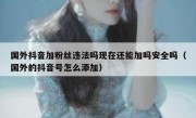 国外抖音加粉丝违法吗现在还能加吗安全吗（国外的抖音号怎么添加）