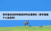 派币是违法的吗是真的吗还是假的（派币是骗个人信息吗）